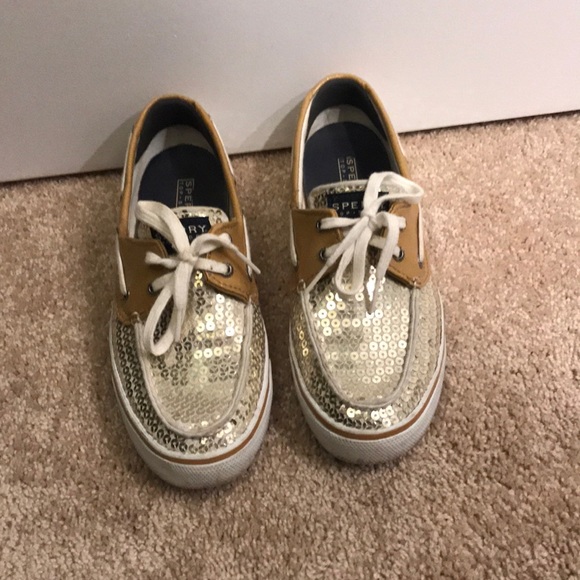 Gold sequin Sperry Top Siders - Picture 1 of 2